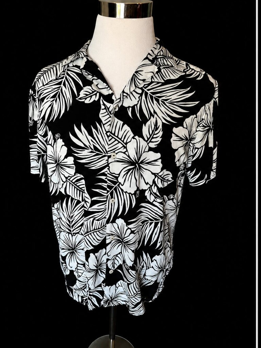 Chubbies Black and White Tropical Short Sleeve Button Up